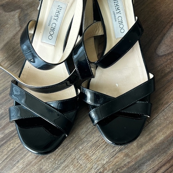 Jimmy Choo “Connor” Black Patent Leather Cross Strap Sandal. Made in Italy - Picture 4 of 10